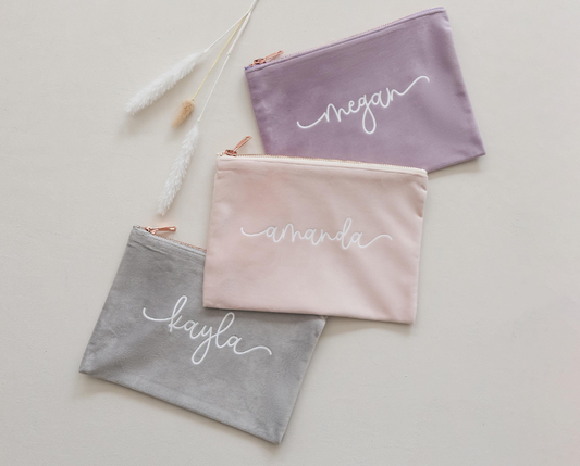 velvet cosmetic bag trio
