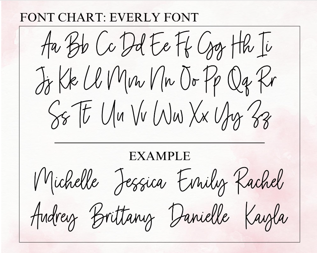 Font and color options for personalized champagne flutes