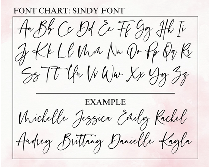 Font and color options for personalized champagne flutes