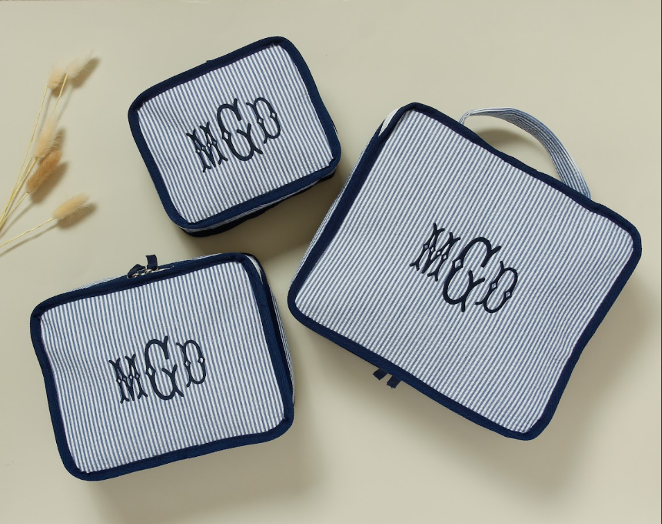 Personalized embroidered travel packing cube with monogram