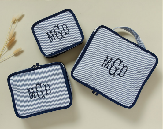 Personalized embroidered travel packing cube with monogram