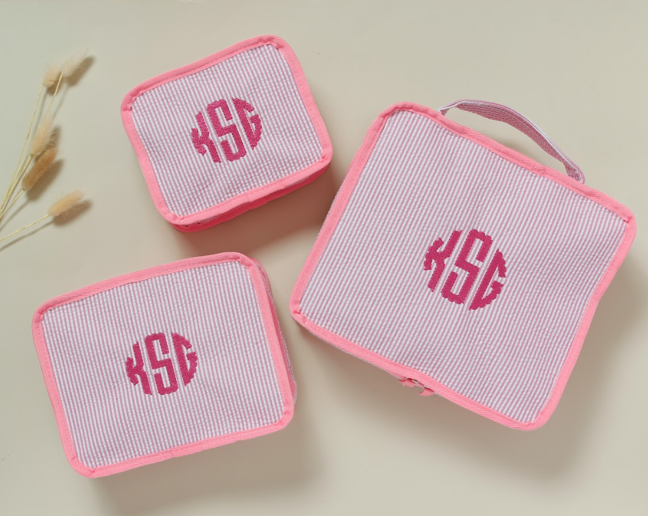  Monogrammed packing cube for suitcase organization