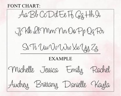 Font choices for gold foil velvet pouch