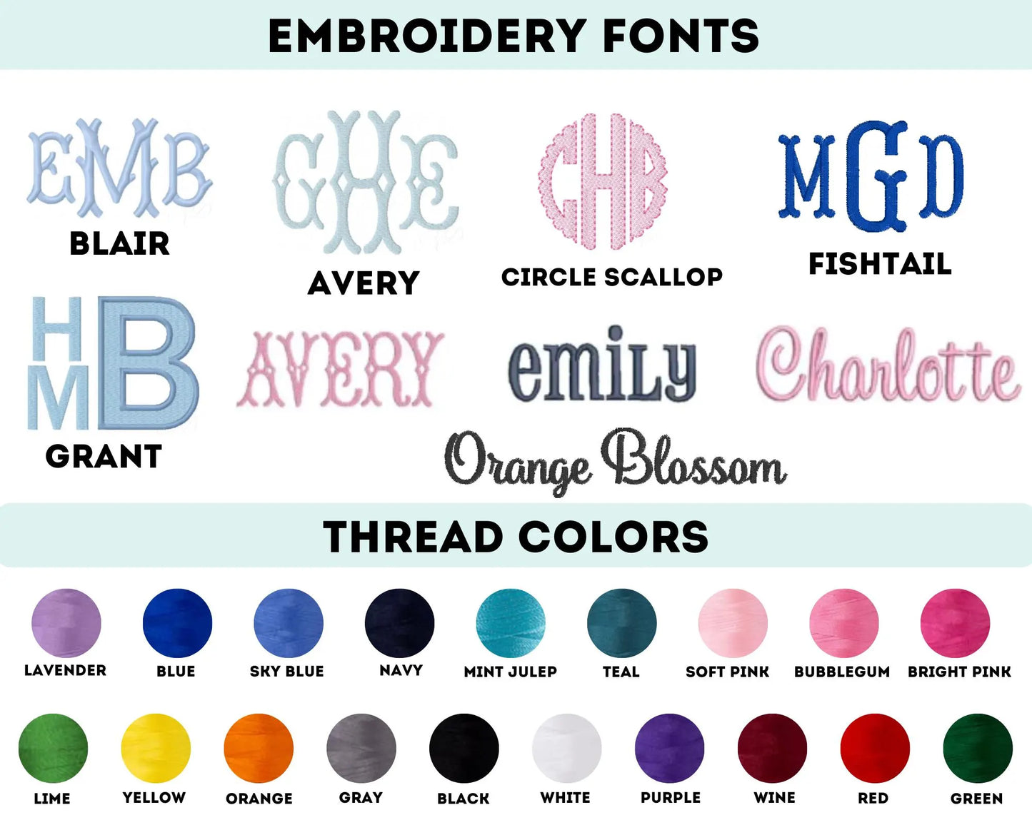 available fonts