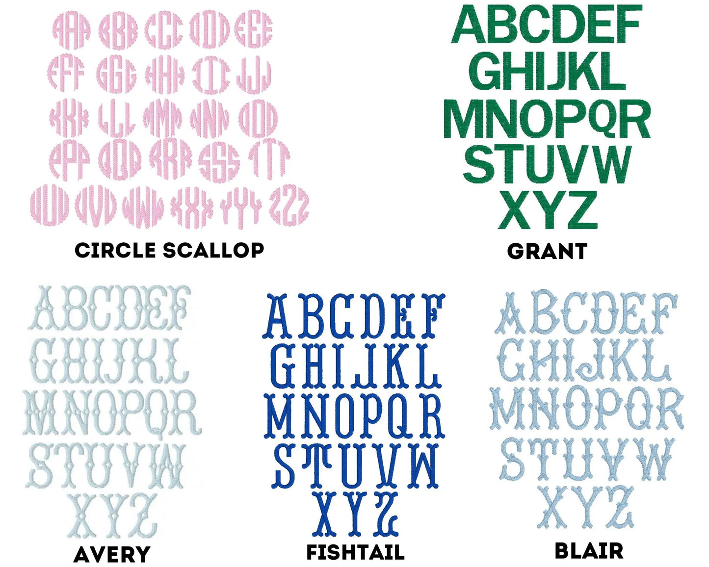 embroidery sample letters