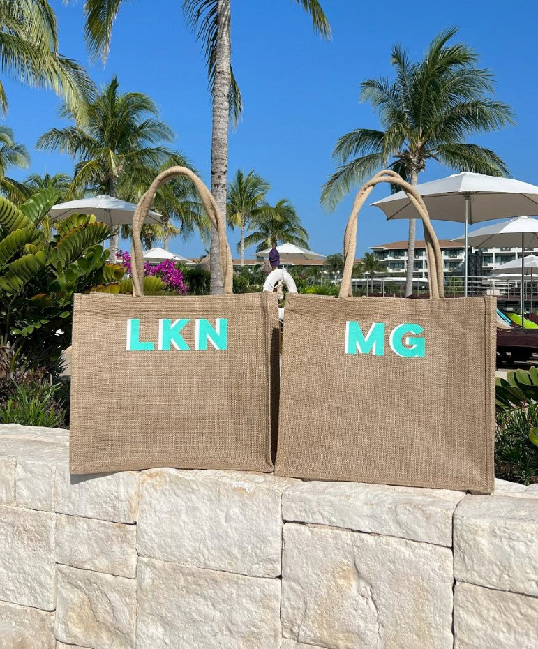 Monogramed Jute Bag